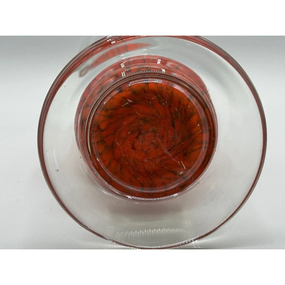 Vintage Pier 1 Imports 15-inch Red & Brown Glass Pillar Candlestick Holder
